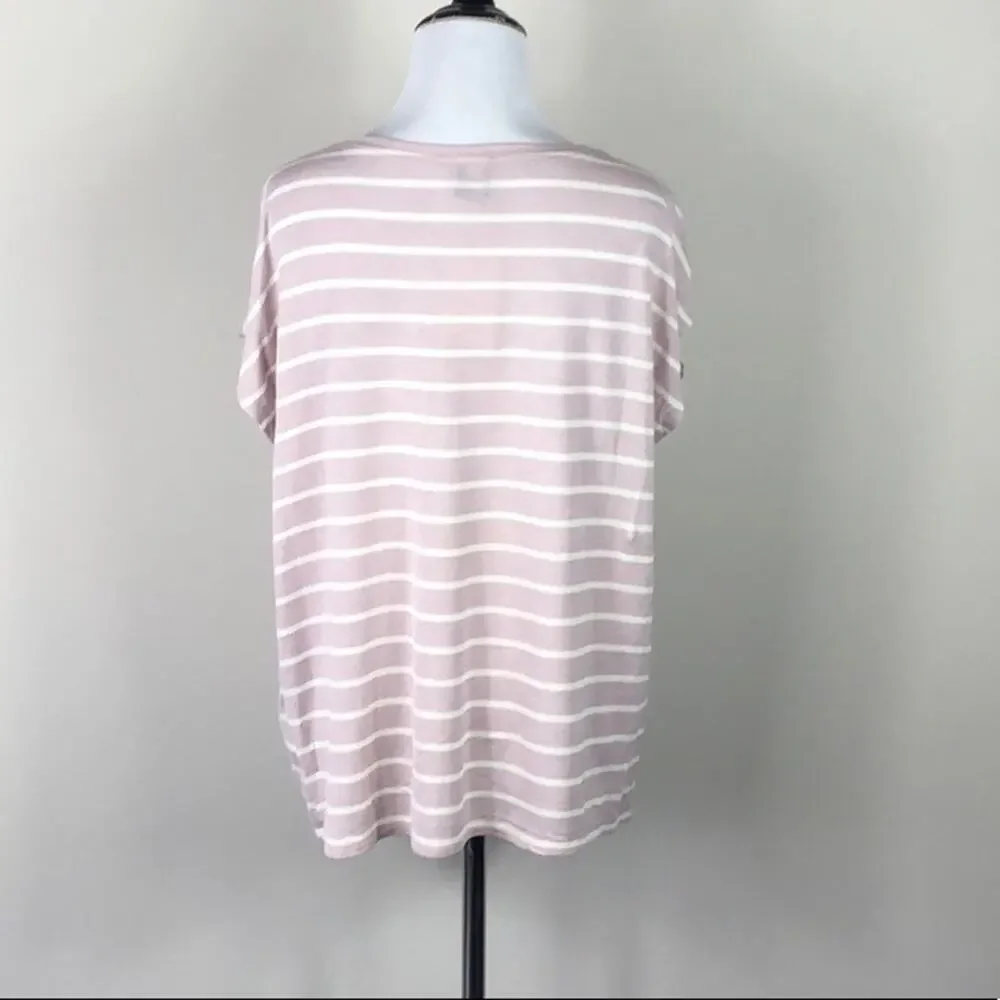 H by Bordeaux Top Pink Crew Neck Pocket